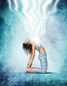 Energie fließt durch Frau, Meditation